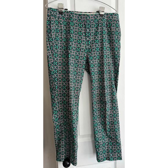 J.Crew Campbell Pink Green Medallion Ankle Pant size 4 - Picture 2 of 6